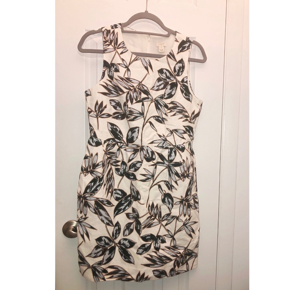 J Crew gold foil linen leaf dress